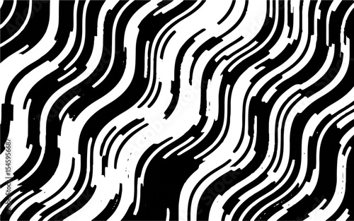 Abstract artistic wavy black and white pattern. Dynamic psychedelic background. Grunge urban style. Vector illustration