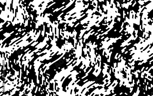 Abstract artistic wavy black and white pattern. Dynamic psychedelic background. Grunge urban style. Vector illustration