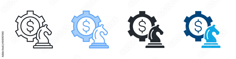 Business Strategy Icon Set Multiple Style. Design In Outline, Blue, Glyph, Dual Tone Business Strategy Icon Set Multiple Style. Design In Outline, Blue, Glyph, Dual Tone