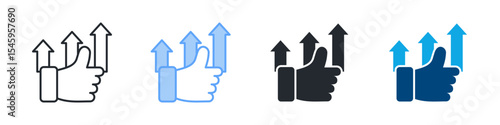 Advantage Icon Set Multiple Style. Design In Outline, Blue, Glyph, Dual Tone