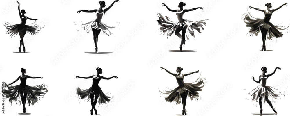 Fototapeta premium Vector illustration of dancing people silhouettes