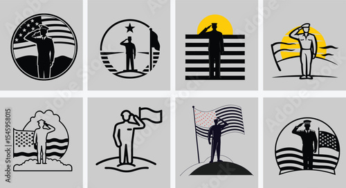 Veterans Salute Silhouette Illustration  Honoring Military Heroes