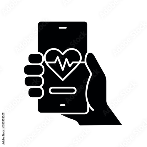 eHealth glyph icon for digital and print projects.  Minimal clean icons for apps and websites. Modern simple icons