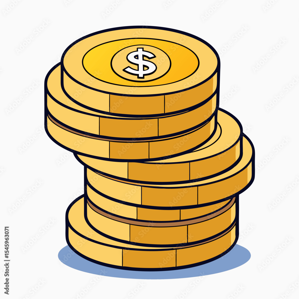 Stack of gold coins with dollar sign illustration Stack of gold coins with dollar sign illustration