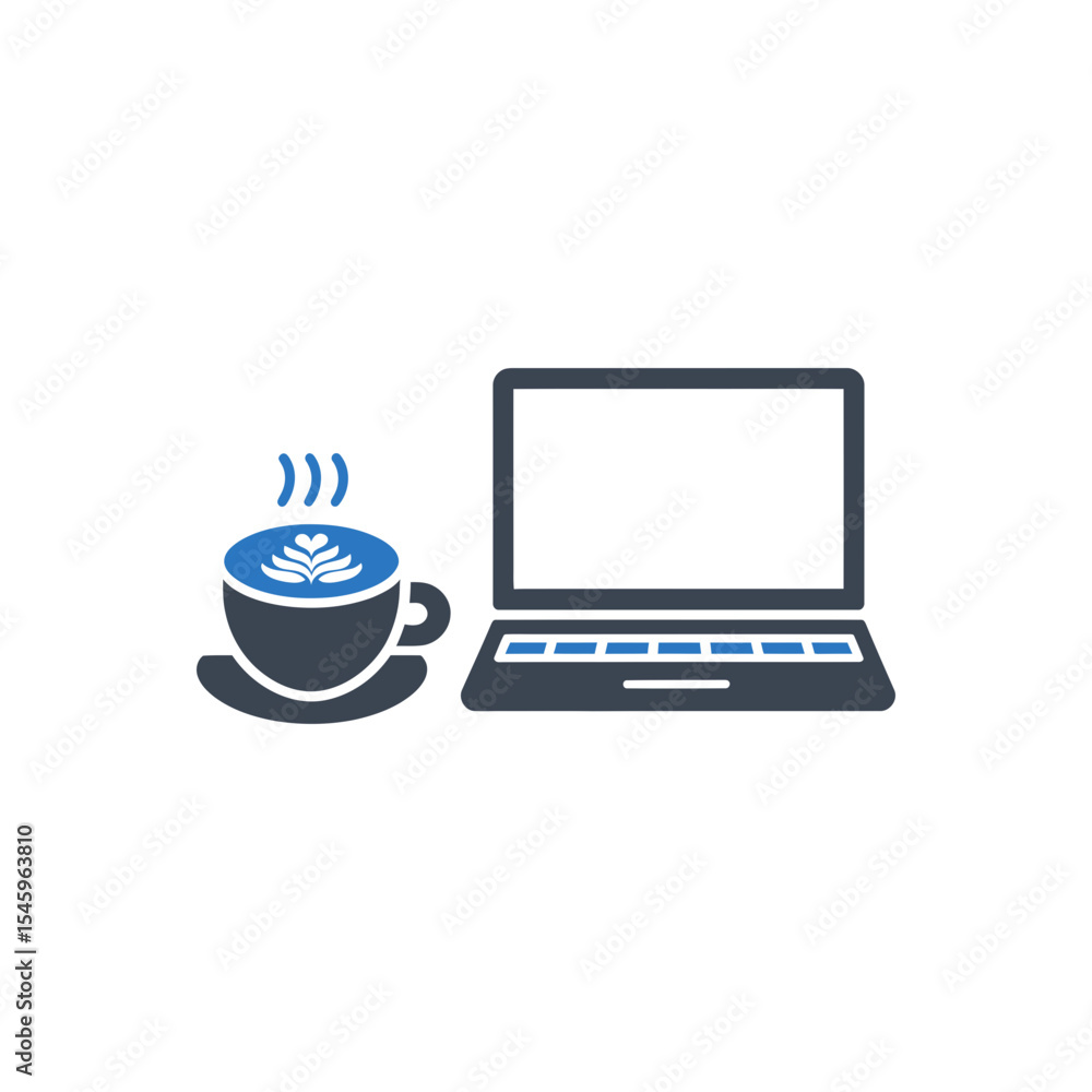 Fototapeta premium Coffee Cup and Laptop Icon