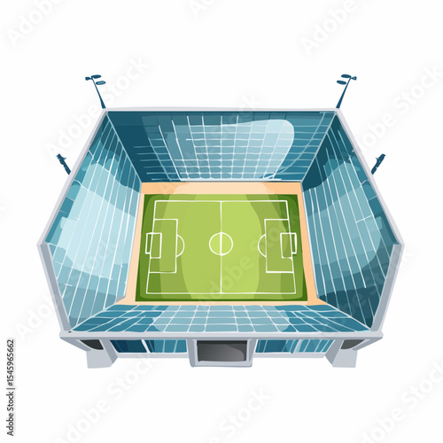 Cartoon soccer stadium interior view, vector illustration