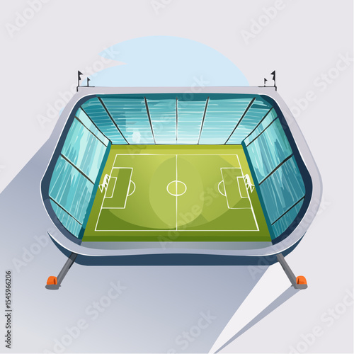 Cartoon soccer stadium interior view, vector illustration