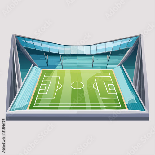 Cartoon soccer stadium interior view, vector illustration