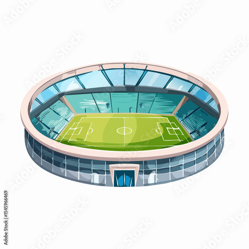Cartoon soccer stadium interior view, vector illustration