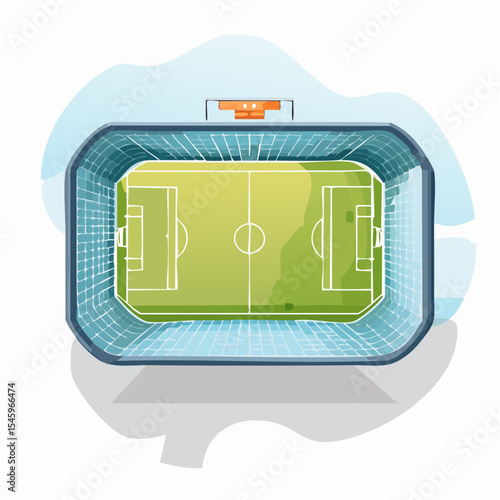 Cartoon soccer stadium interior view, vector illustration