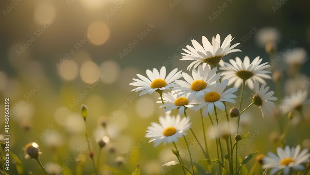 Golden Hour Daisies: Backlit Meadow Bloom Cluster Golden Hour Daisies: Backlit Meadow Bloom Cluster