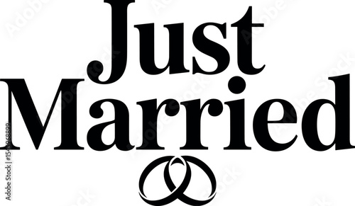 Just Married vector black silhouette print design
