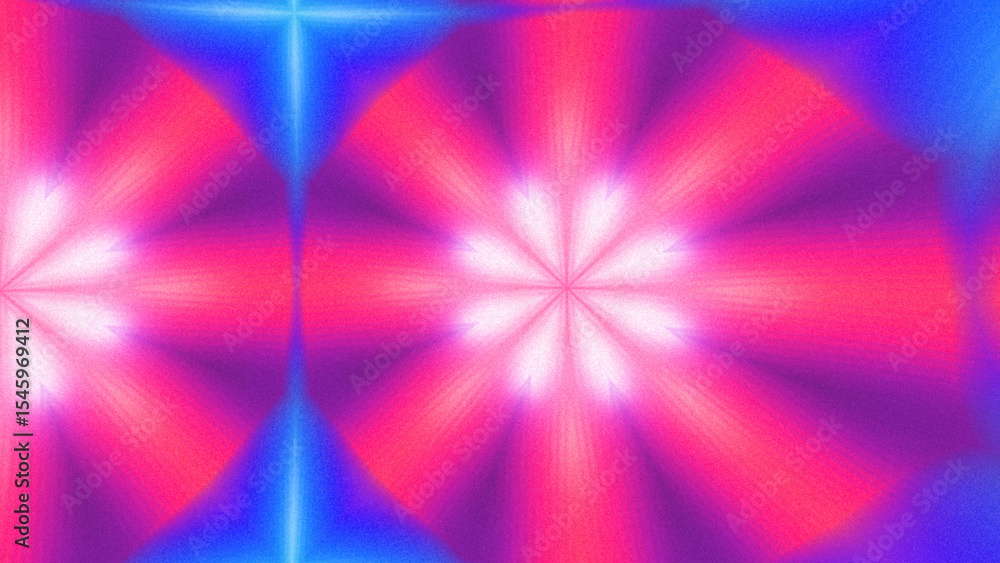 Obraz premium Abstract Radiant Burst with Soft Grain Texture, Symmetrical Glow Pattern in Psychedelic Style, Radiating Circular Abstract with Subtle Noise, Kaleidoscopic Starburst with Gradient Flow