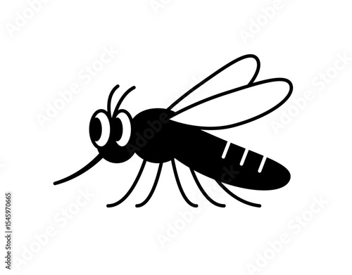 Cartoon style mosquito character illustration. Flat vector mosquito clip art on white background. 