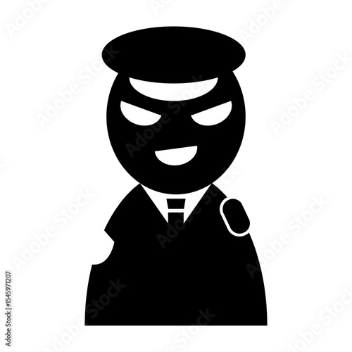Suspicious Fake Police Officer Silhouette Icon