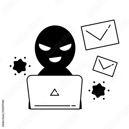 Suspicious hacker sending phishing emails online