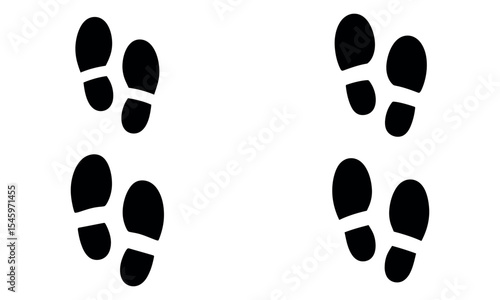 Black shoe footprints icon set in simple minimal vector silhouette style
