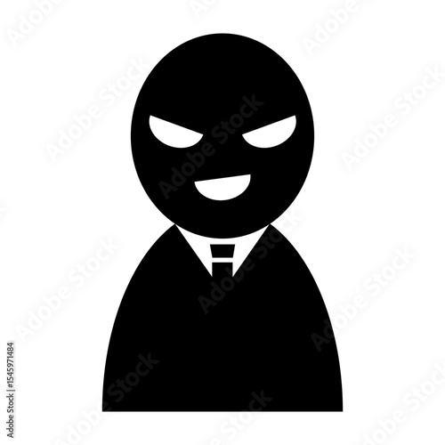 Suspicious businessman in black silhouette icon
