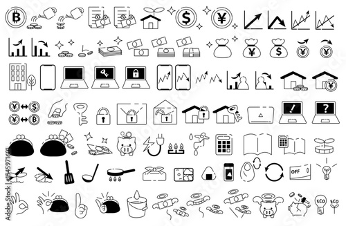 Money and Saving Themed Icon Set