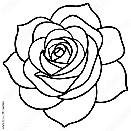 Elegant line art drawing of a single rose flower