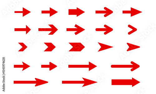 赤色のシンプルな矢印アイコン集 Simple Red Arrows Collection