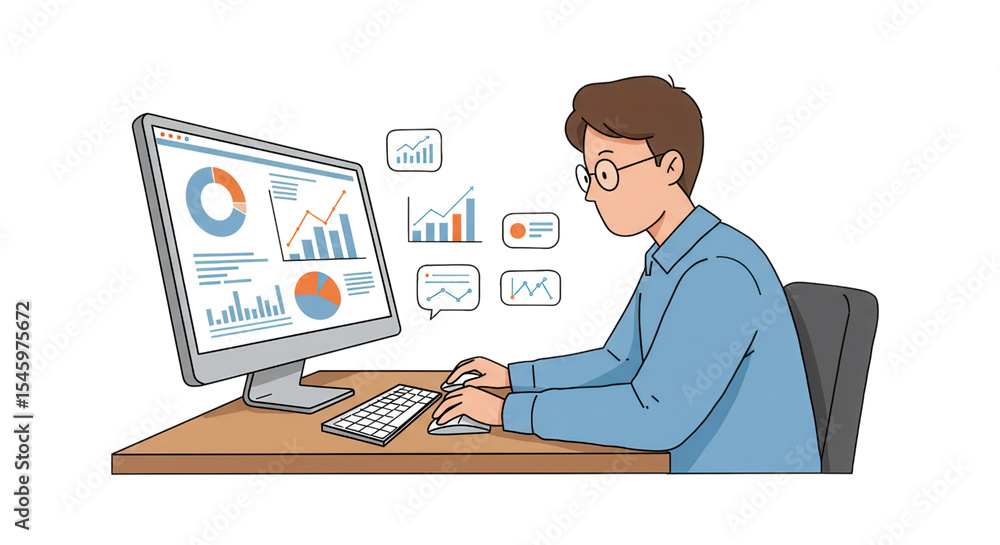Data Analysis and Business Intelligence Illustration Data Analysis and Business Intelligence Illustration