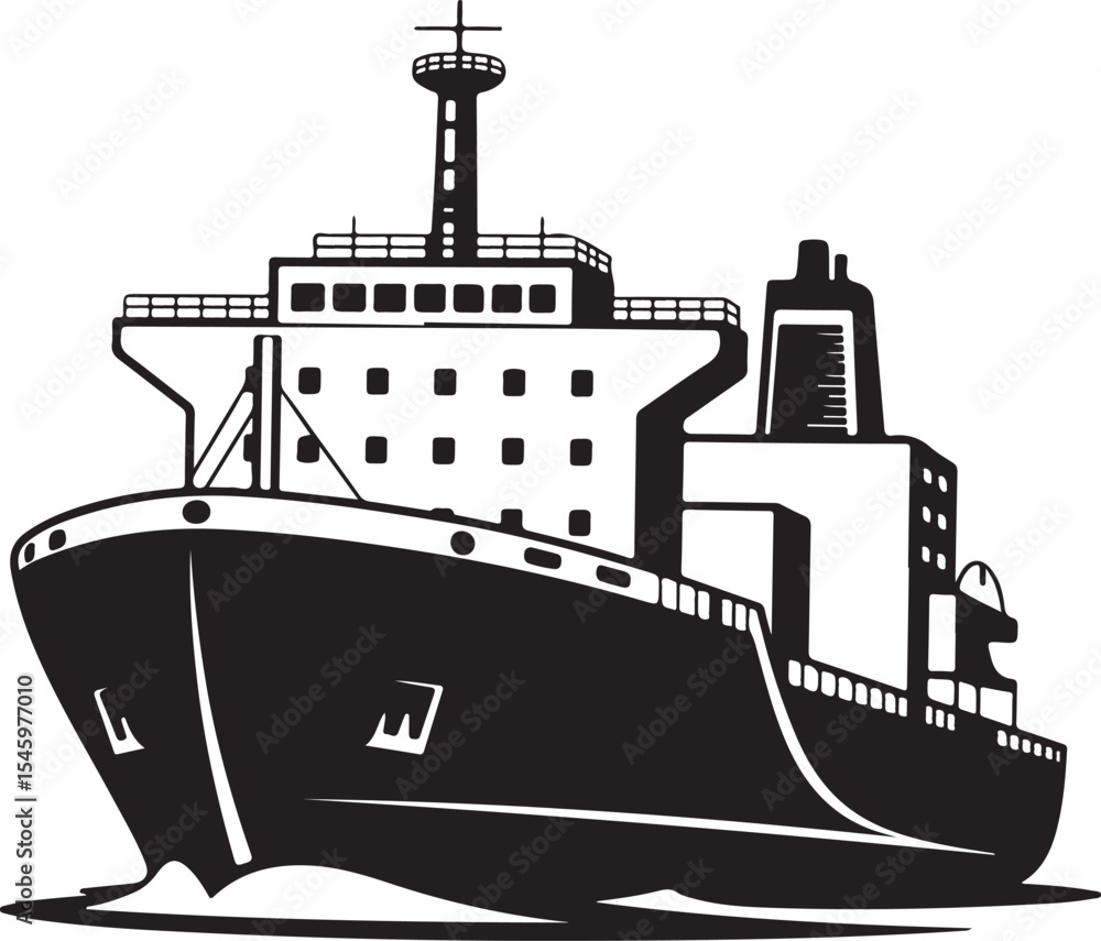 Fototapeta premium Vector illustration of a large cargo ship ready to transport goods across the ocean