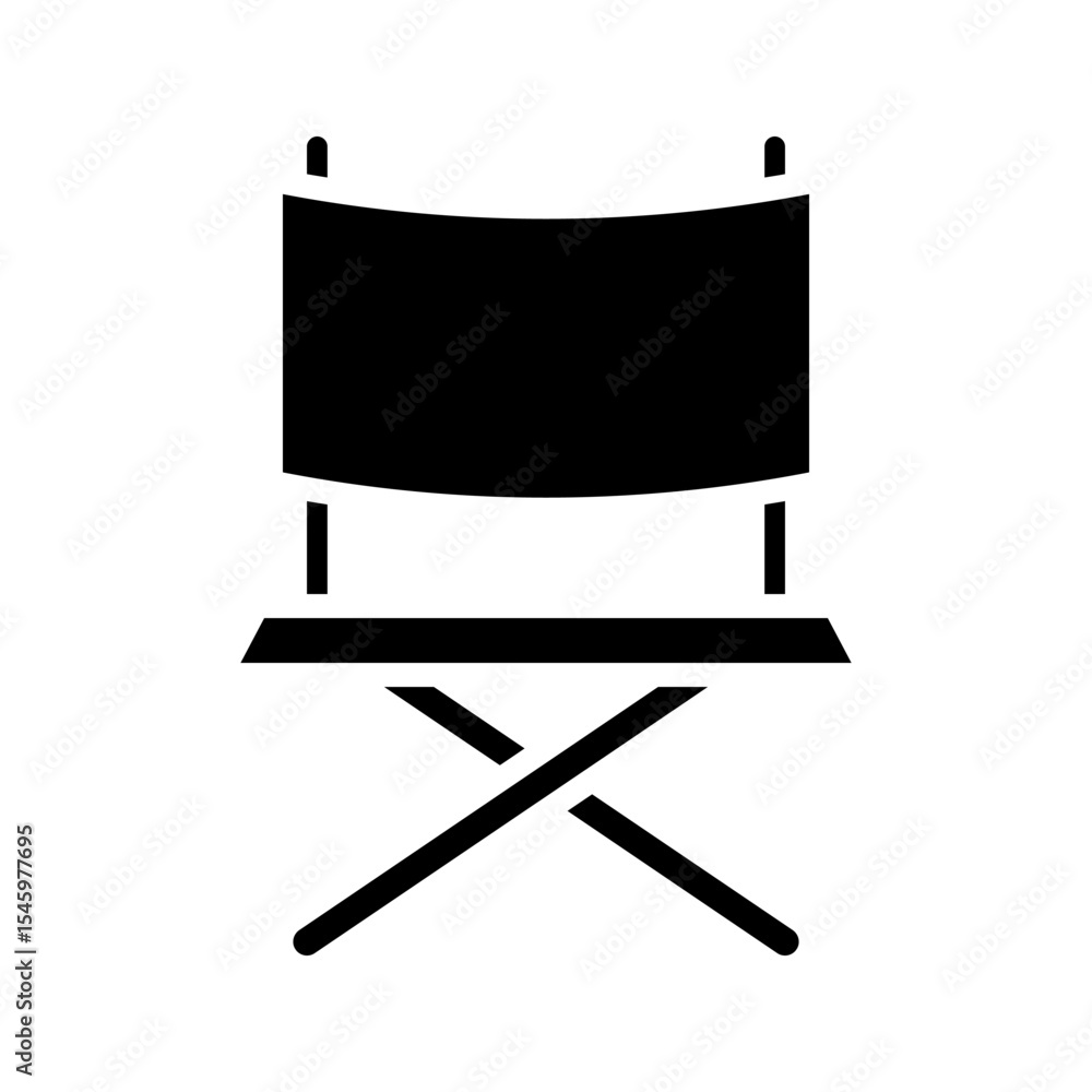 Director chair icon. Lightweight and portable seat sign. Classic furniture piece symbol. Director chair icon. Lightweight and portable seat sign. Classic furniture piece symbol.