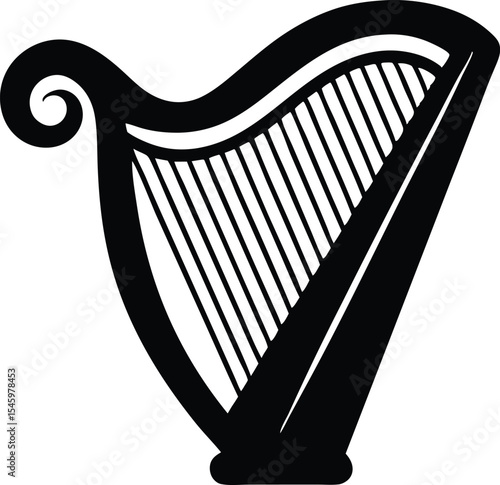 irish harp silhouette vector illustration