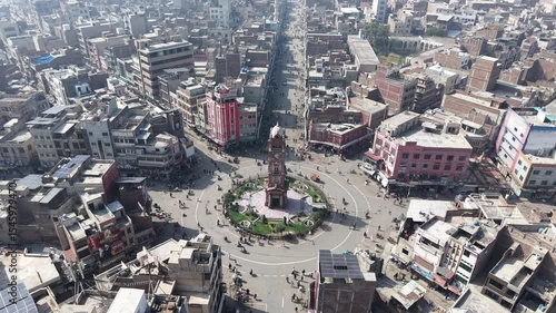Faisalabad Clock Tower, ghanta ghar bazaar formerly known as Lyallpur Clock Tower Punjab Pakistan, south asia - 120 year old clock tower