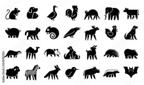 Animals logos collection. Animal logo set. Geometrical abstract logos. Icon design