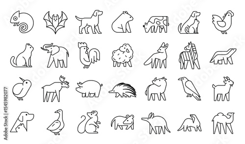 Animals logos collection. Animal logo set. Geometrical abstract logos. Icon design