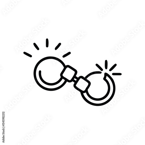 Handdrawn Line Art Illustration of Broken Handcuffs Symbolizing Freedom Social Justice Concept