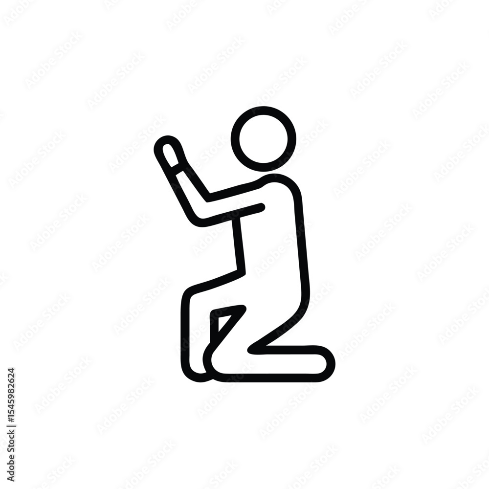 Line Art Illustration of a Person Kneeling in Prayer Hands Raised in Supplication Line Art Illustration of a Person Kneeling in Prayer Hands Raised in Supplication