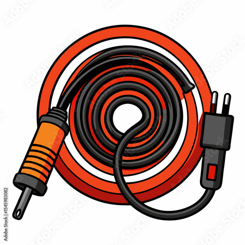 Coiled welding cable detailed vector illustration of an electrical welding cable