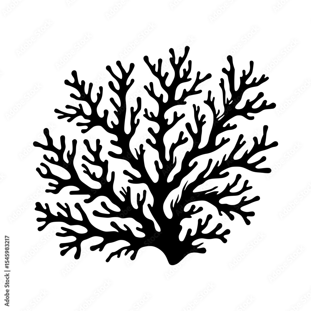 Obraz premium Black and white silhouette of seaweed or coral