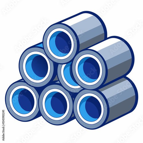 Stacked pvc pipes a detailed vector illustration of a group of pvc pipes