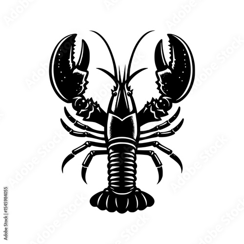 Black and white lobster illustration