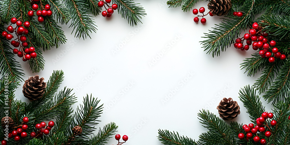 Christmas holiday greeting card with fir tree branches frame decoration Christmas holiday greeting card with fir tree branches frame decoration