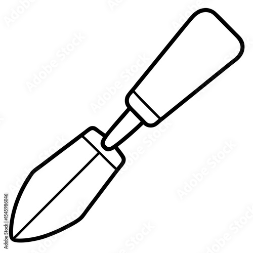Outline vector illustration of a plasterer s trowel