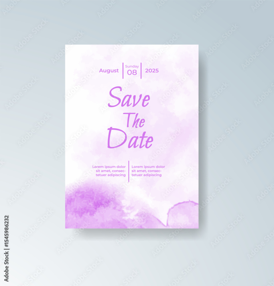 Fototapeta premium Wedding invitation with abstract splash watercolor