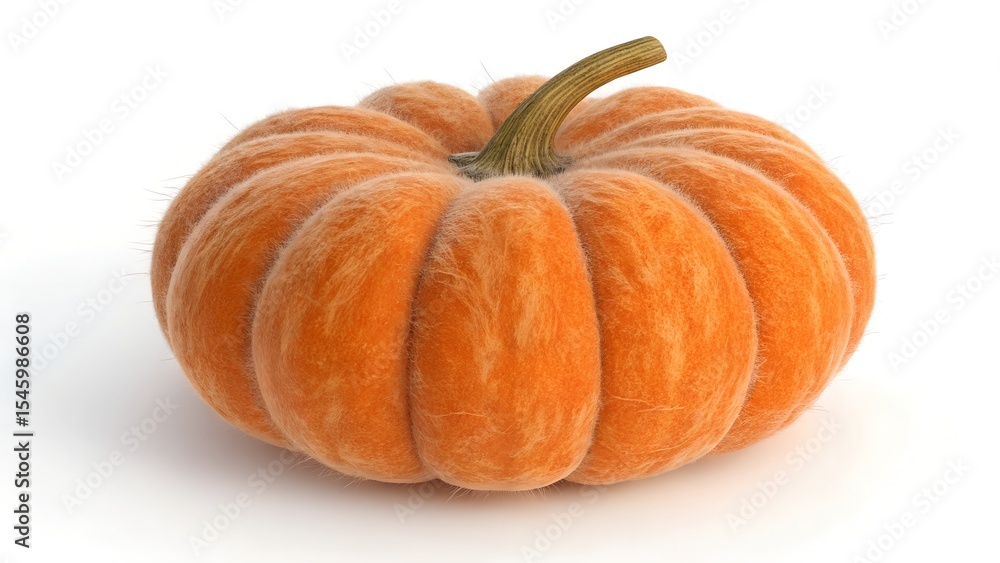 Fototapeta premium Orange fluffy pumpkin 3d rendering. Isolated on white.
