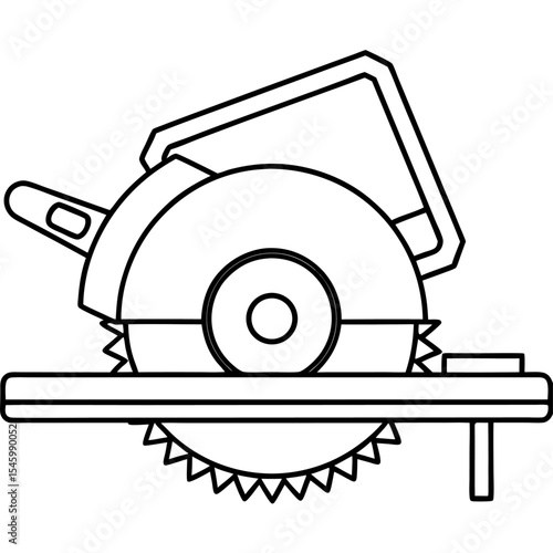 Outline illustration of a miter saw with rotating blade