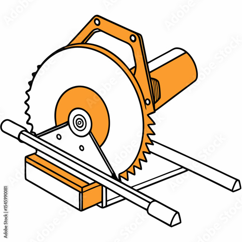 Outline illustration of a miter saw with rotating blade