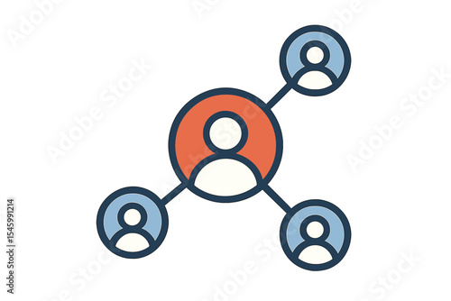Design representing interconnected individuals in a network illustrating social relationships and collaboration among peers