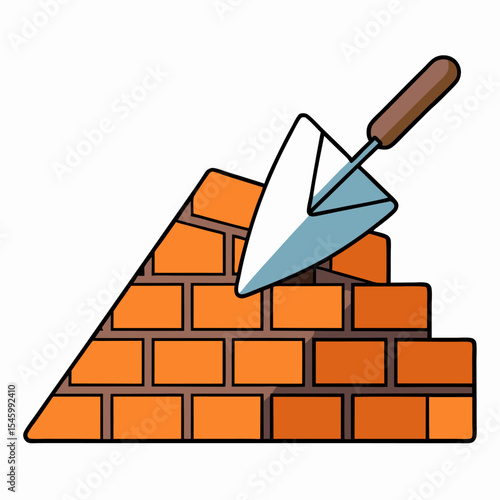 Bricklayer s trowel with bricks construction vector illustration