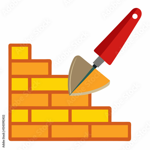 Bricklayer s trowel with bricks construction vector illustration