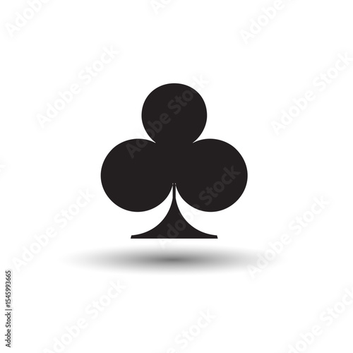 Poker playing card suit clover outline shape single icon, Single icon illustration isolated on white, Drawing pic for tattoo, royal casino template