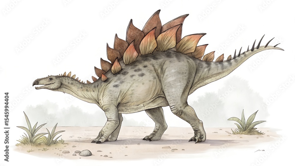 Fototapeta premium Stegosaurus Dinosaur on white background .
