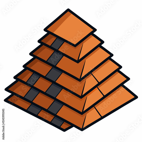 Stacked roofing shingles detailed vector illustration